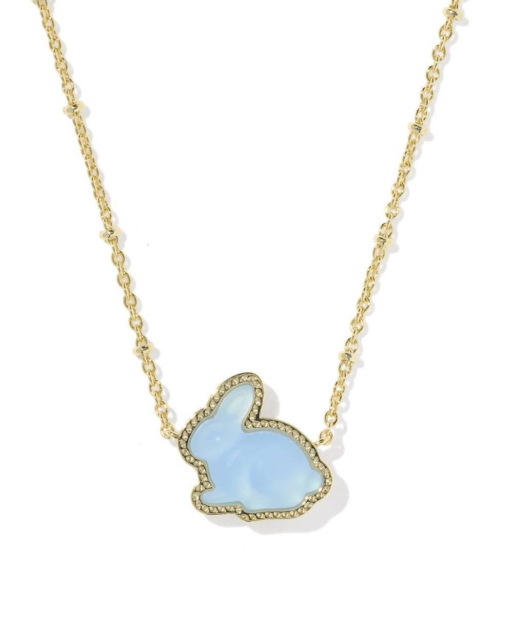 NEW KENDRA SCOTT women's bunny short pendant necklace in matte light blue dichro